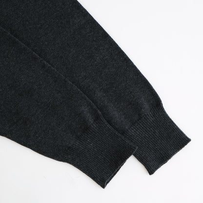 14GG 2PLY PLAIN STITCH COTTON/WOOL/CASHMER CREW-NECK PULLOVER #9800 CHARCOAL [GNSL24542]