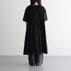 80s ORGANIC COTTON VOILE CREW-NECK HALF/SLEEVE DRESS WITH MINI PINTUCK #9900 BLACK [NMDS26243]