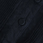 HANDWOVEN HEAVY COTTON PLAIN BACK OPENING STAND COLLAR SHIRT WITH MINI PINTUCK #9900 BLACK/BEIGE SELVAGE [INMDS25722]