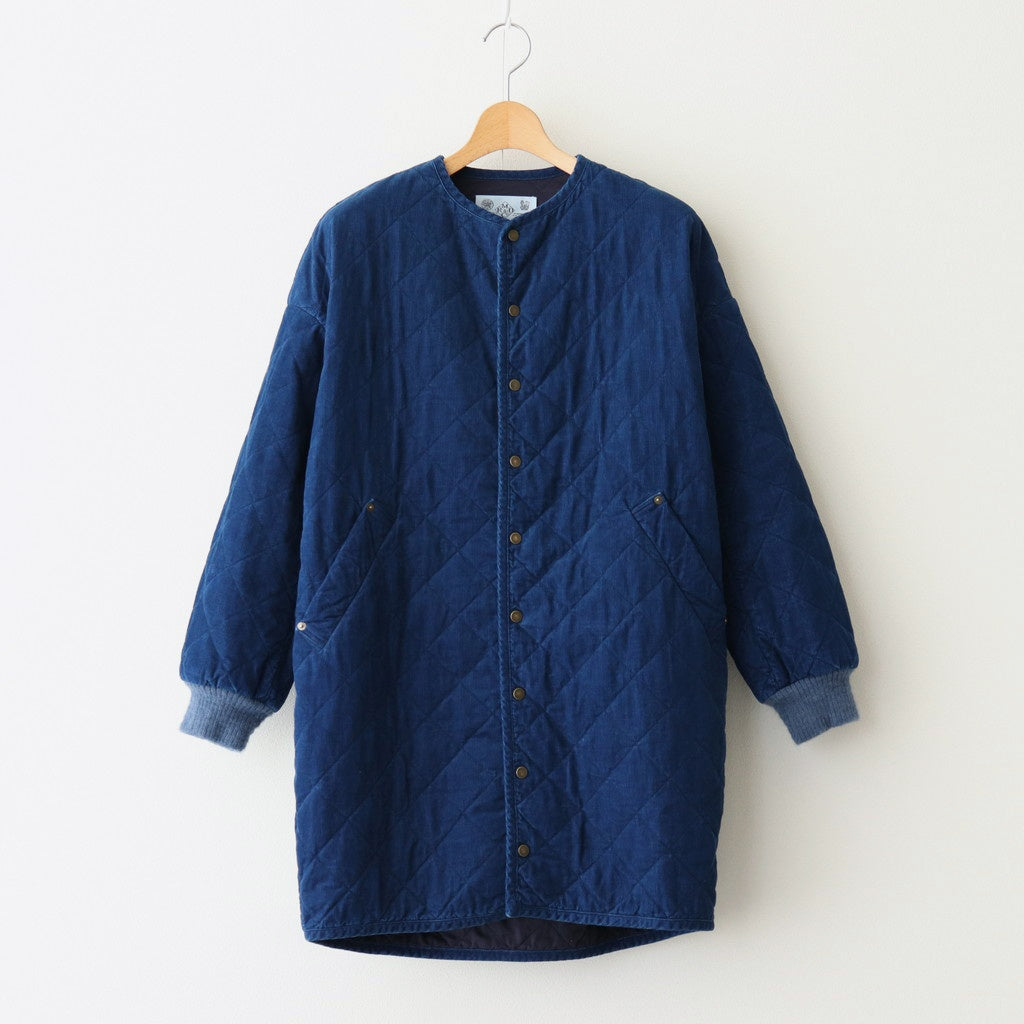INDIGO LIGHT CORDUROY QUILTING HALF COAT #Indigo [no.7038]