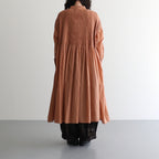 80s ORGANIC VOILE STRIPE (OVERDYE) BANDED SHIRT DRESS WITH MINI PINTUCK #6700 DK.ORANGE [NMDS26514D]