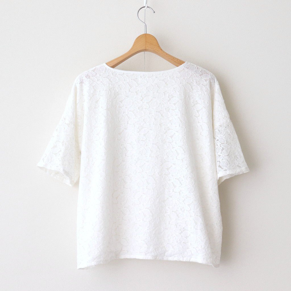VOILE TULLE LACE S/SL SMOCK WITH COTTON VOILE #9000 OFF WHITE [NSL25051]