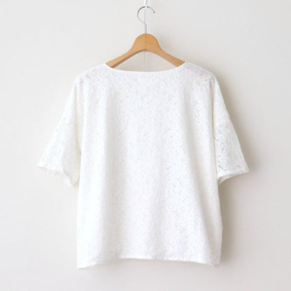 VOILE TULLE LACE S/SL SMOCK WITH COTTON VOILE #9000 OFF WHITE [NSL25051]
