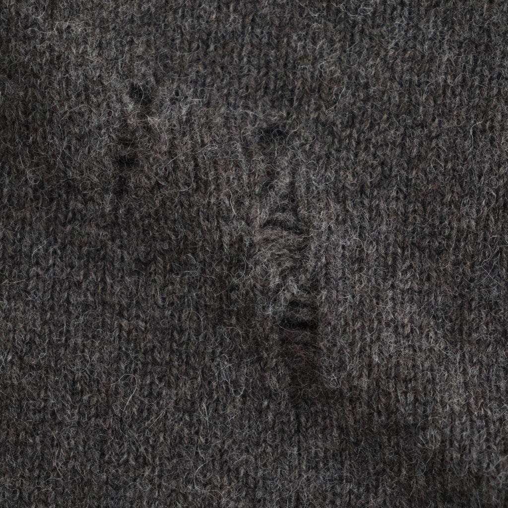 royal baby alpaca damage pattern-knit P/O #melange dark brown [WXFL-UW130]