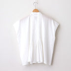 80s COTTON VOILE PLAIN BANDED COLLAR FRENCH/SL PINTUCK SHIRT #9100 OFF WHITE [NSL25042]