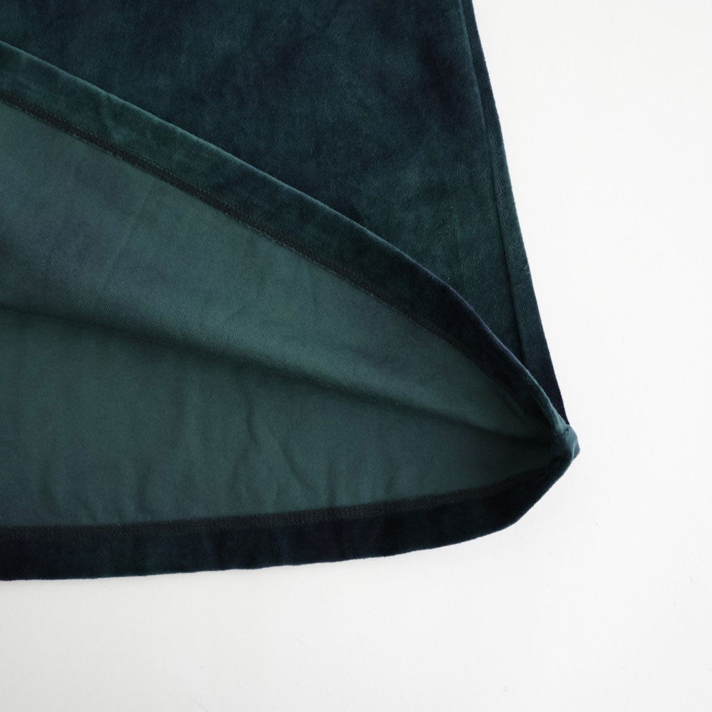 tie-dyed cotton velour flared skirt #navy × pine green [WXFL-UW117]