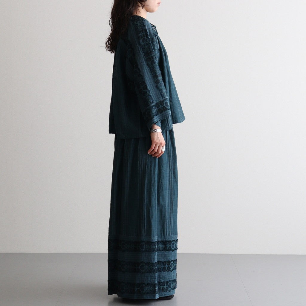 一瞬の花：Gathered pants #abyssal blue [11261-10213]
