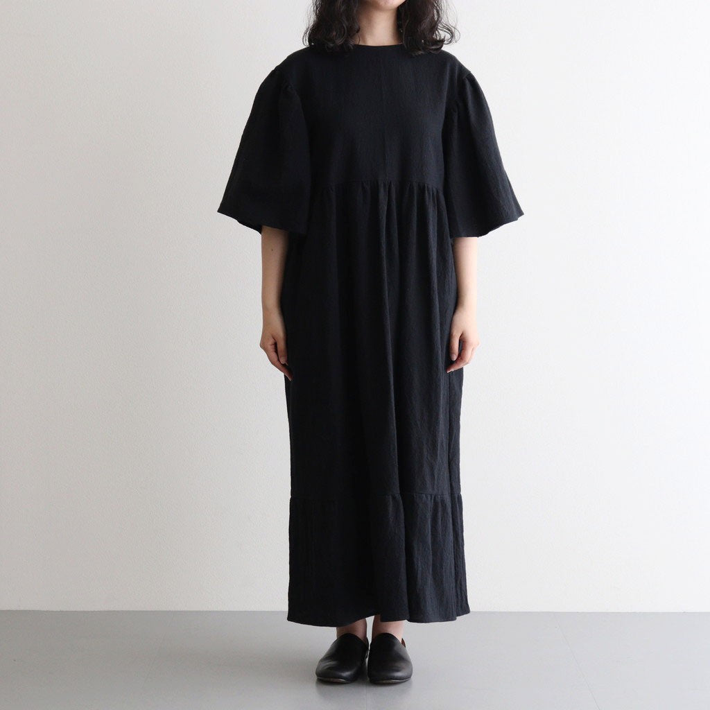 cotton linen powder dress #black [1559-007]