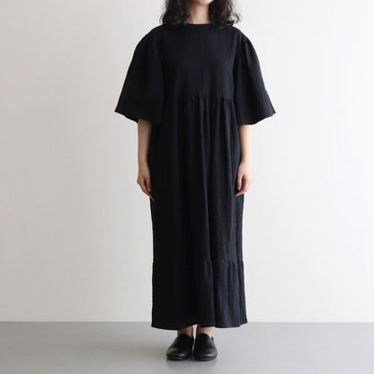 cotton linen powder dress #black [1559-007]
