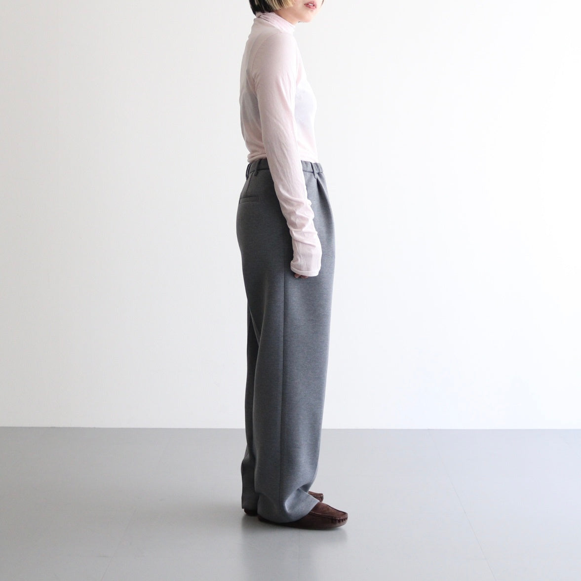 high twist cotton sheer jersey turtle-neck Tee #light pink [WVFL-UW104]