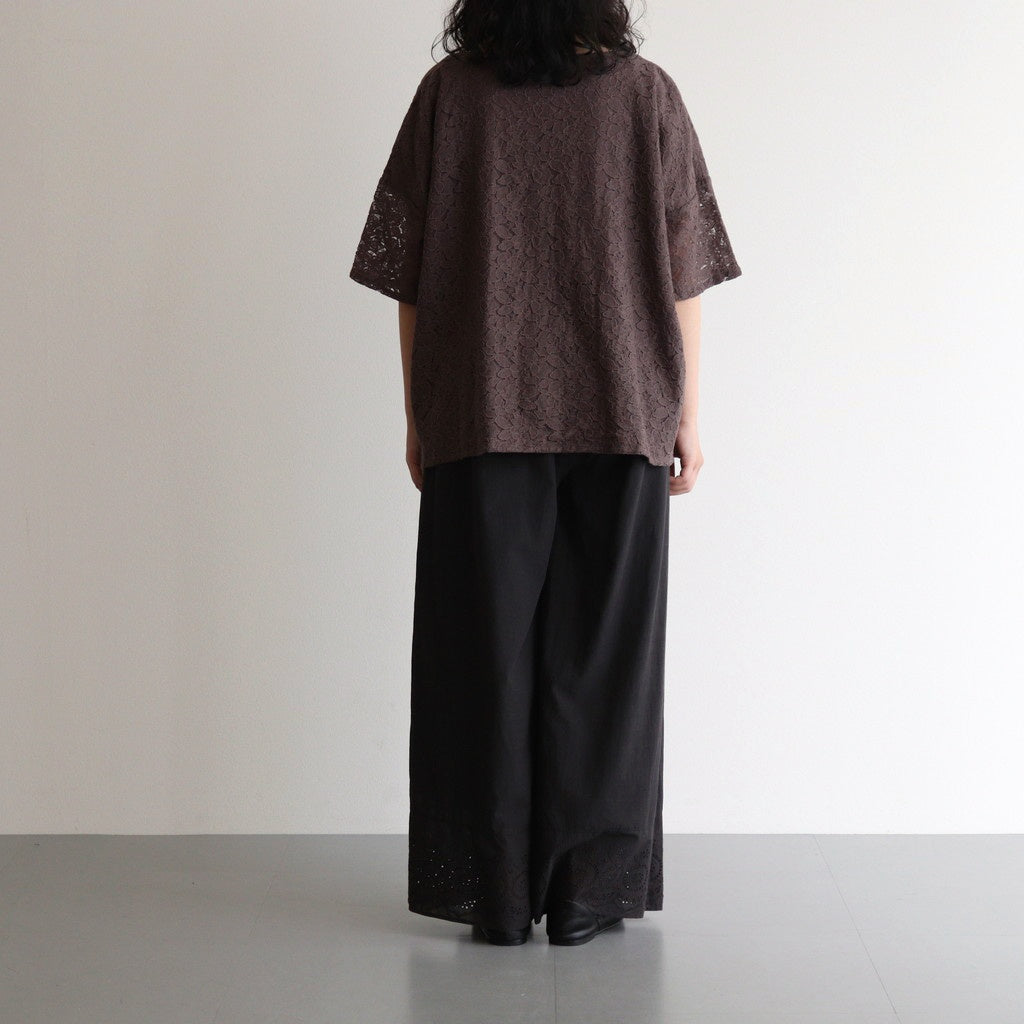VOILE TULLE LACE S/SL SMOCK WITH COTTON VOILE #9700 CHARCOAL [NSL25051]
