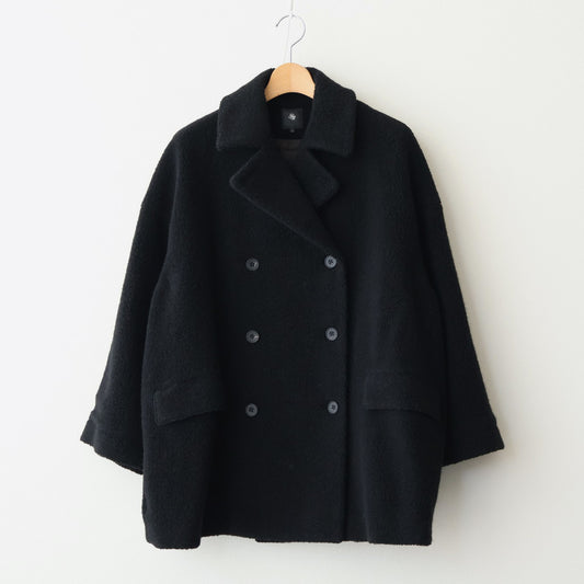 RECYCLE BOA WOOL DOUBLE OVER COAT #9900 BLACK [JNMDS2451]