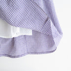 HANDWOVEN COTTON/SILK SMALL GINGHAM CHECK GATHERED SKIRT #2891 PURPLE(OFF.WHITE×PURPLE) [INMDS26026]