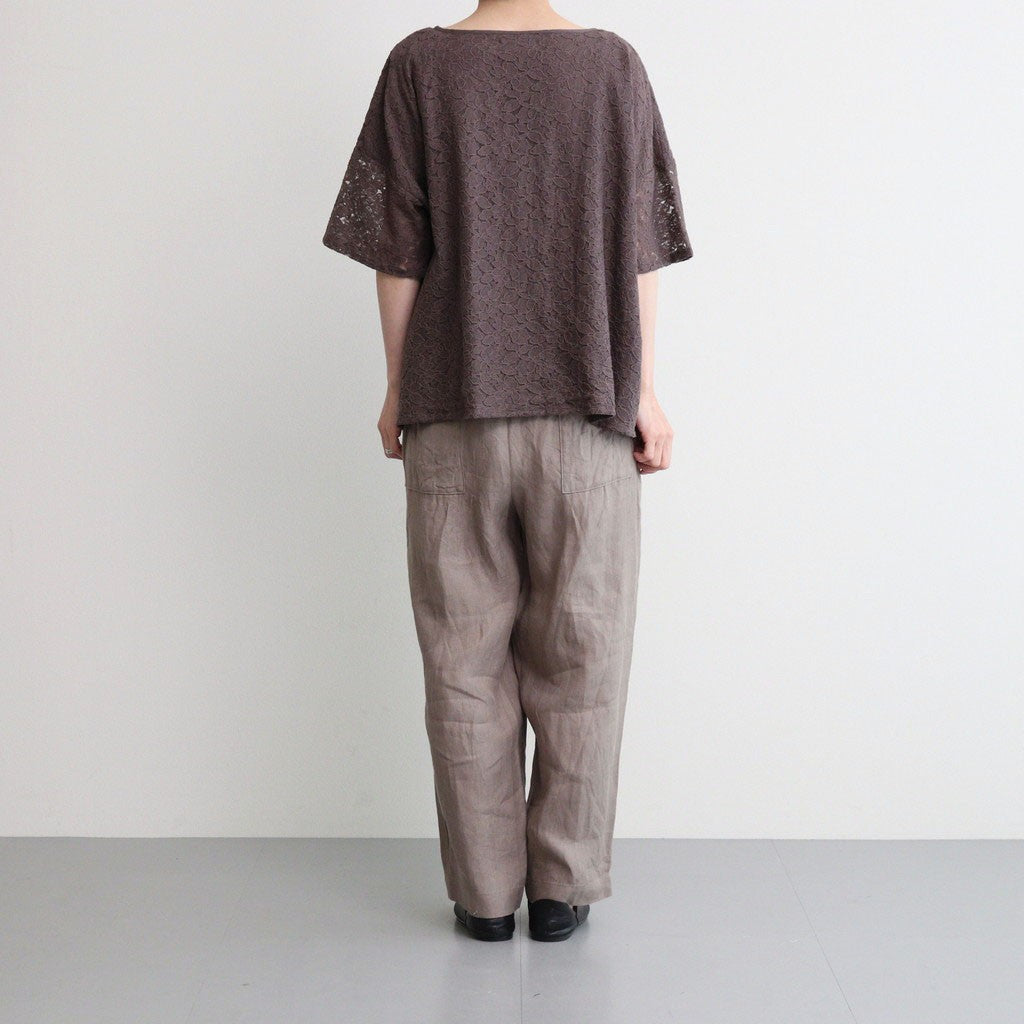 VOILE TULLE LACE S/SL SMOCK WITH COTTON VOILE #9700 CHARCOAL [NSL25051]