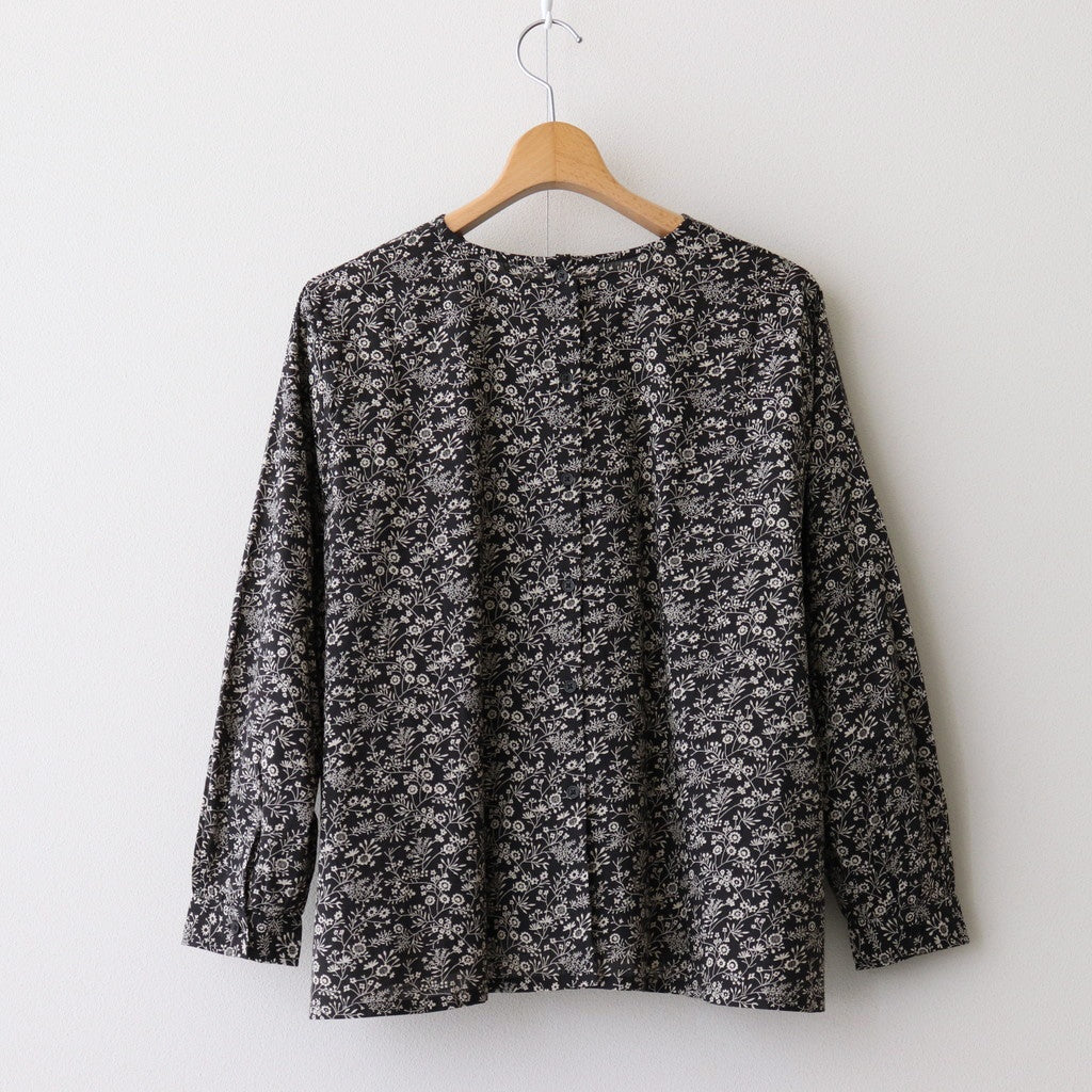 COTTON SLUB SMALL FLOWER PRINT BACK OPENING SMOCK #9982 BLK (BLACK x BEIGE PRINT) [NSL25572]