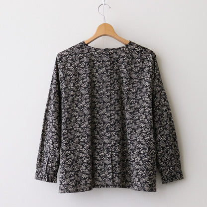 COTTON SLUB SMALL FLOWER PRINT BACK OPENING SMOCK #9982 BLK (BLACK x BEIGE PRINT) [NSL25572]