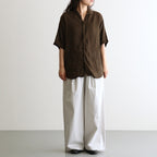 AUTO LOOM LINEN/COTTON PLAIN OVERDYE OPEN COLLAR S/SL SHIRTS #8960 C.BROWN [IMDSH2612LCD]