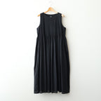 80s ORGANIC COTTON VOILE NO/SLEEVE PULLOVER DRESS WITH MINI PINTUCK #9900 BLACK [NMDS26244]
