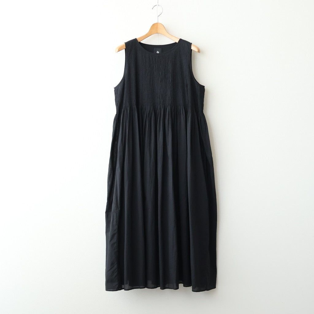 80s ORGANIC COTTON VOILE NO/SLEEVE PULLOVER DRESS WITH MINI PINTUCK #9900 BLACK [NMDS26244]