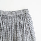HANDWOVEN COTTON/SILK SMALL GINGHAM CHECK GATHERED SKIRT #9691 GREY(OFF.WHITE×GREY) [INMDS26026]