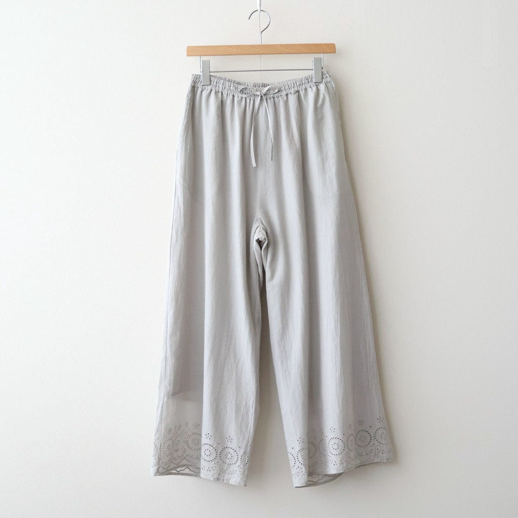 80s VOILE PLAIN WITH CUT WORK LACE EASY PANTS #9200 LT.GREY [INSL26345]