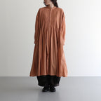 80s ORGANIC VOILE STRIPE (OVERDYE) BANDED SHIRT DRESS WITH MINI PINTUCK #6700 DK.ORANGE [NMDS26514D]