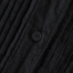 80s ORGANIC DOBIE CHECK(OVERDYE) BANDED COLLAR MAXI DRESS WITH PINTUCK #9971 O.BLACK [NMDS25254D]