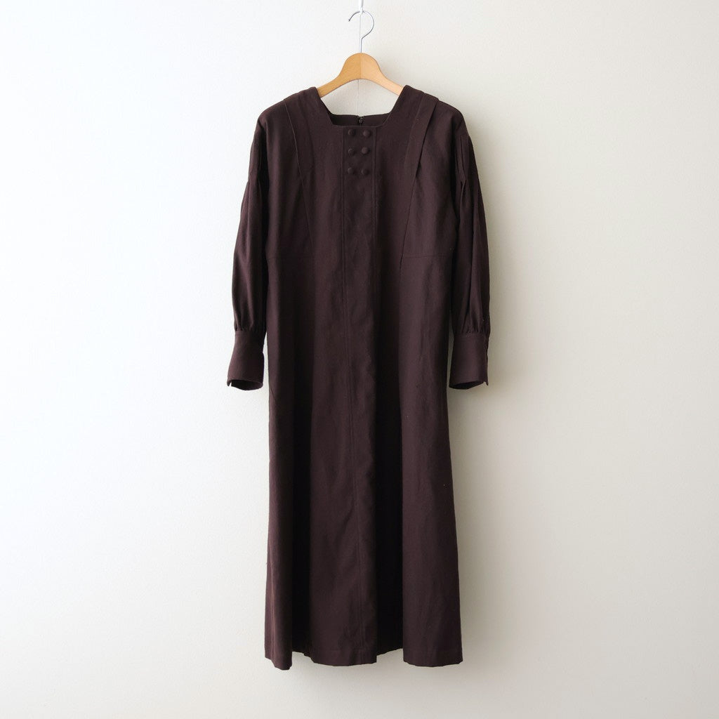 冬の肖像 Square Neck tucked dress #bordeaux [TLF-126-op006-cst]