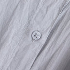80s COTTON VOILE PLAIN BANDED COLLAR GATHER SHIRT #3300 SAX BLUE [NSL25041]