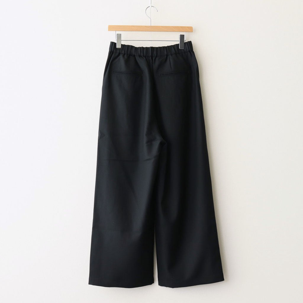 WORSTED SERGE 2TUCK WIDE EASY PANTS #9900 BLACK [GNMDS2502WS]