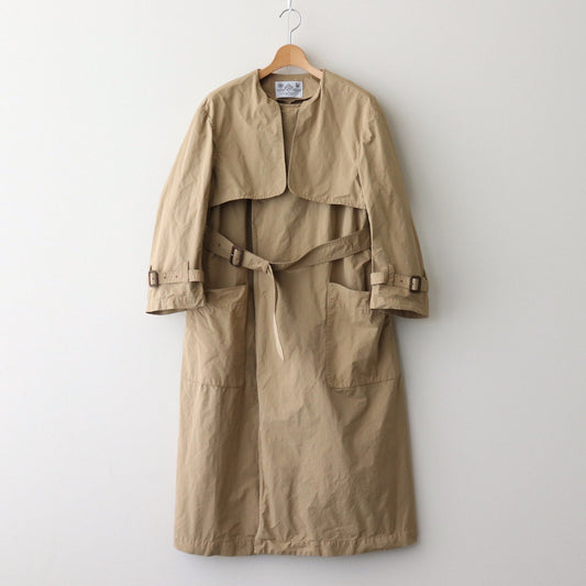 GARMENT DYE NO COLLAR TRENCH COAT #Beige [no.7277]