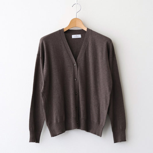 14GG 2PLY PLAIN STITCH COTTON/WOOL/CASHMERE V-NECK CARDIGAN #8600 BROWN [GNSL25531]
