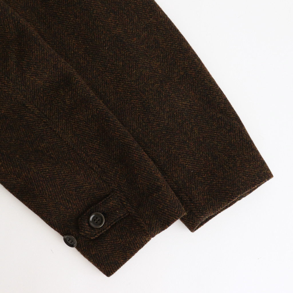 Bishu original wool herringbone stand collar coat #brown herringbone [TS243CO080]