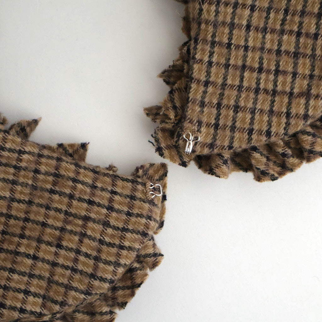 COTTON WOOL FRILL COLLAR #Check [no.7705]