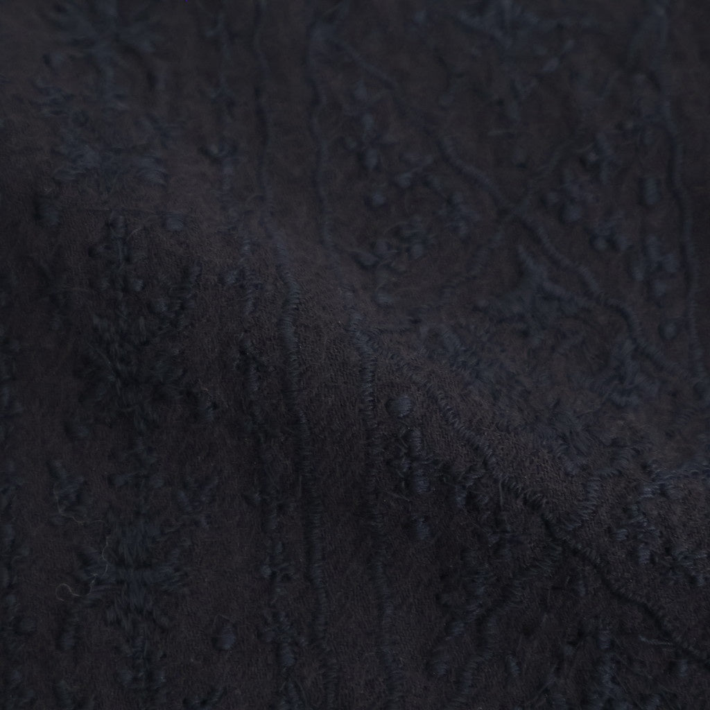 BOILED WOOL PLAIN CREW NECK EMB DRESS #3900 NAVY [NMDS25604]