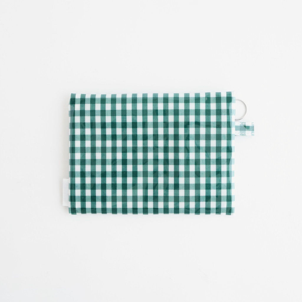 FLAT POUCH MEDIUM #GINGHAM GREEN [TMB-2565H]