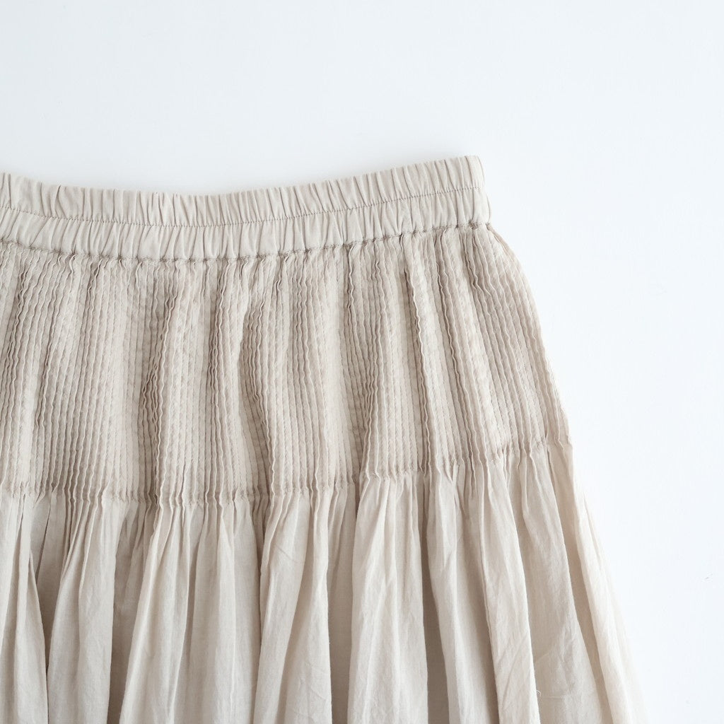 80s ORGANIC COTTON VOILE MINI PINTUCK FLARED SKIRT #8200 BEIGE (MILKY BEIGE) [NMDS26245]
