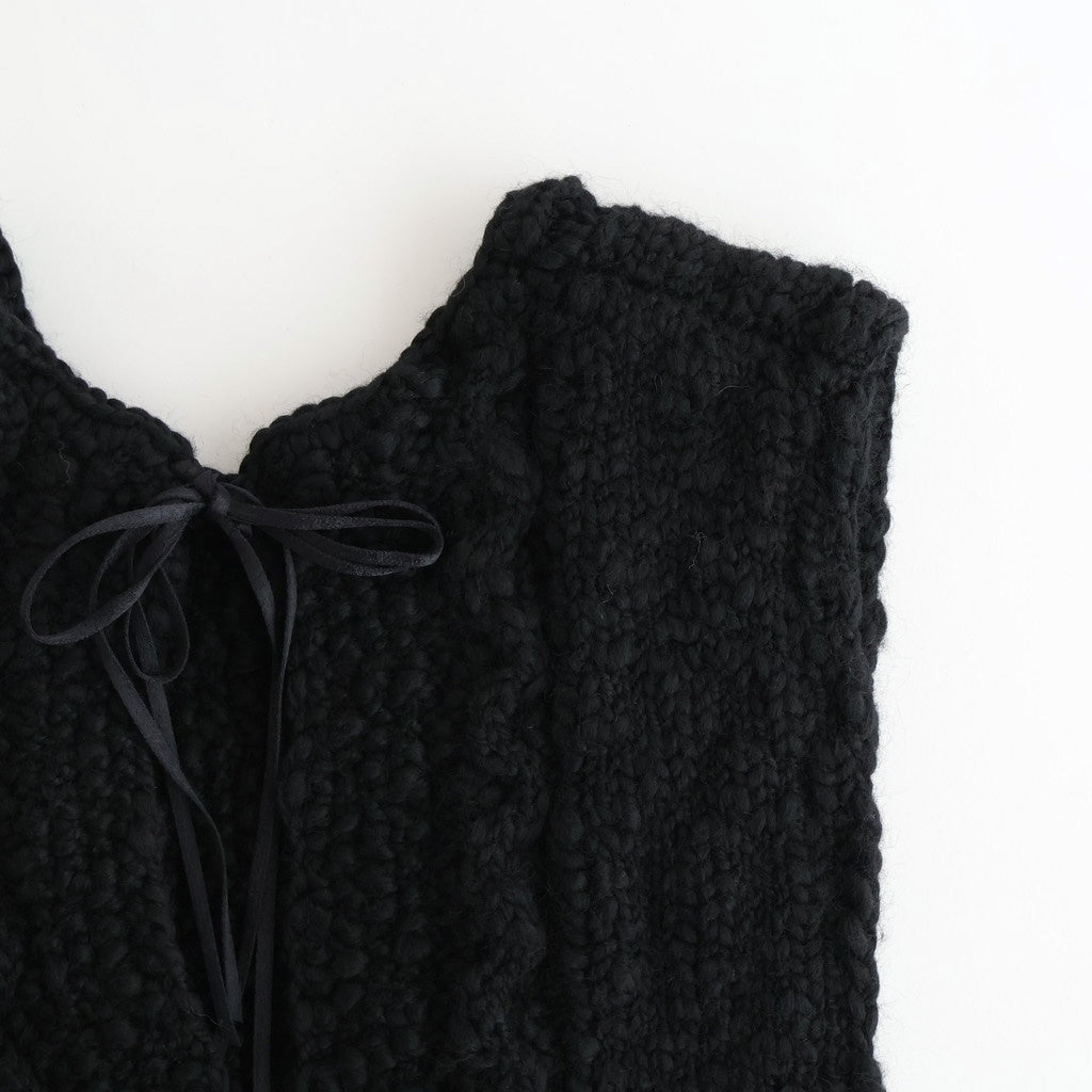 夜を紡ぐ Knitted fringe vest #black [TLF-126-hkn002]