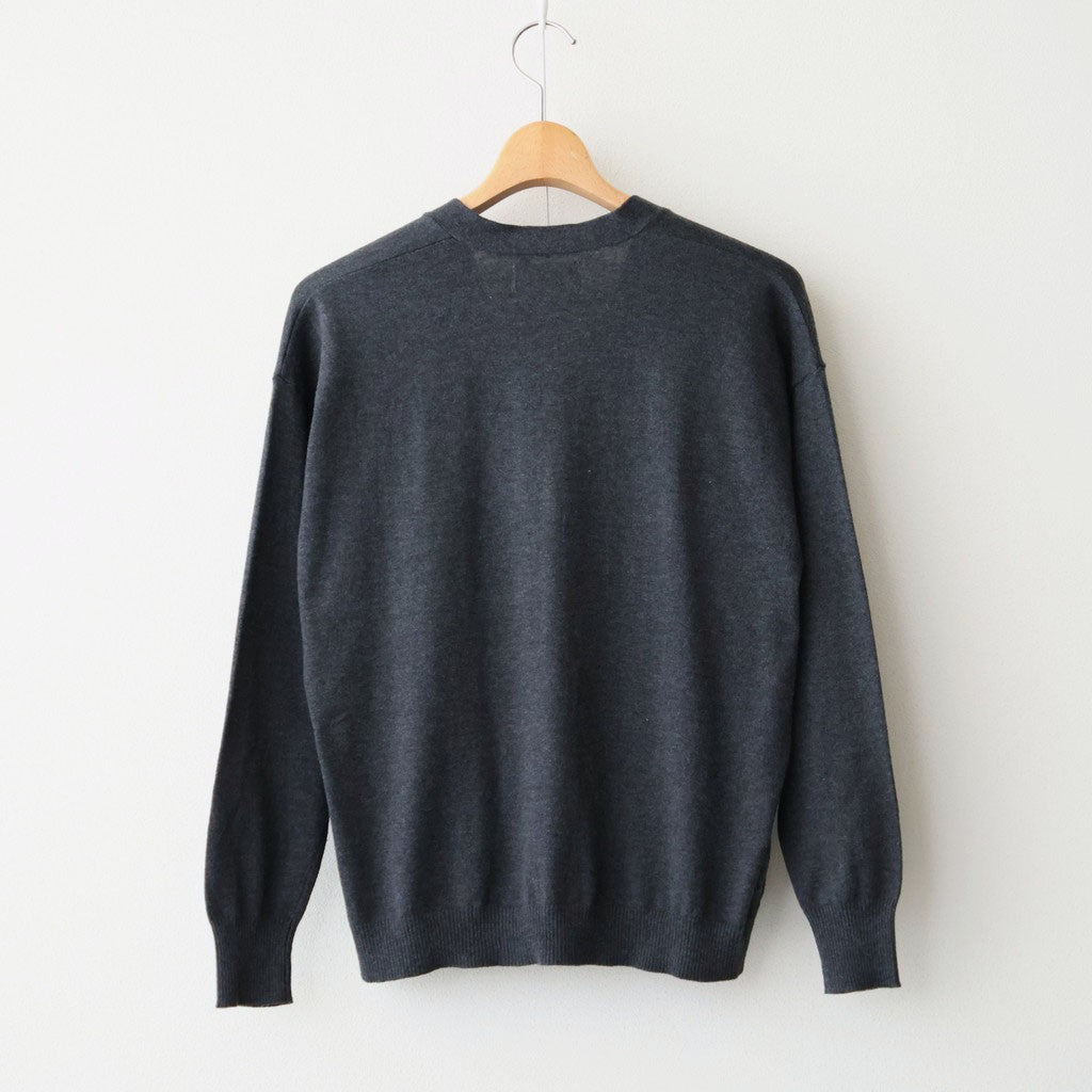 14GG PLAIN STITCH COTTON/NYLON/SILK V-NECK CARDIGAN #9800 CHARCOAL [NNSL26503]