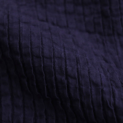 80s ORGANIC DOBIE CHECK(OVERDYE) CREW-NECK P/O HALF/SL SHIRT WITH PINTUCK #2813 D.PURPLE [NMDS25251D]