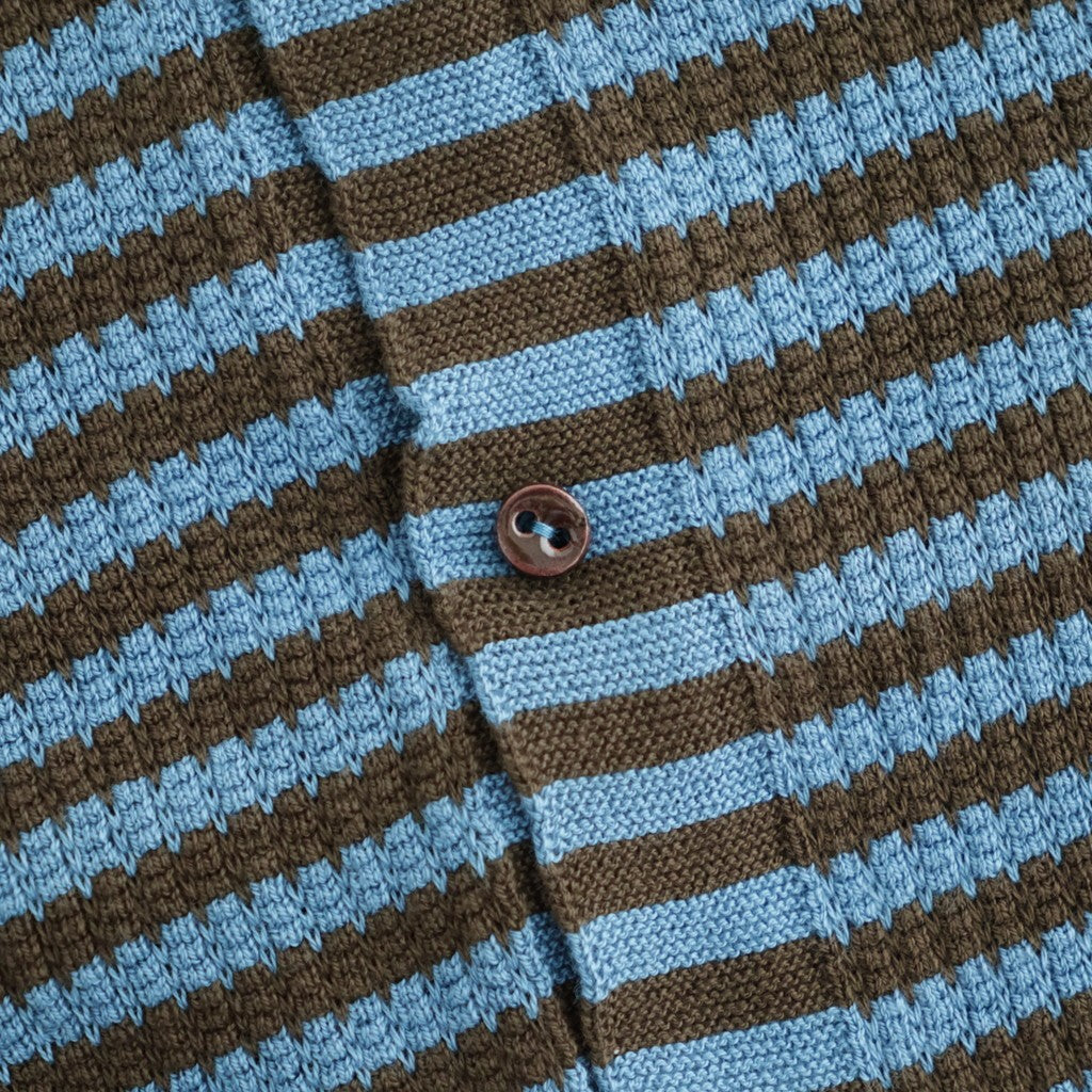 Stripe Cardigan #Blue x Brown [Oni067]