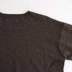 14GG 2PLY PLAIN STITCH COTTON/WOOL/CASHMER CREW-NECK PULLOVER #8600 BROWN [GNSL24542]