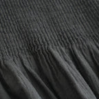 80s ORGANIC MICRO CHECK OVERDYE CREW-NECK BUTTON SHIRT MAXI DRESS WITH MINI PINTUCK #9912 BLACK (J.BLACK) [NMDS26234D]