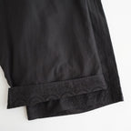 80s VOILE PLAIN WITH CUT WORK LACE EASY PANTS #9900 BLACK [INSL26345]