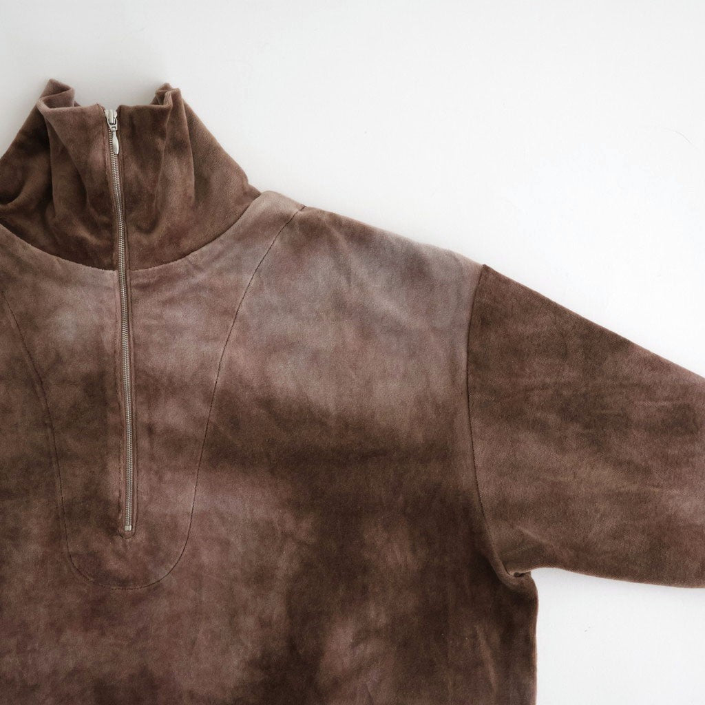 tie-dyed cotton velour high-neck P/O #cocoa brown × gray [WXFL-UW116]