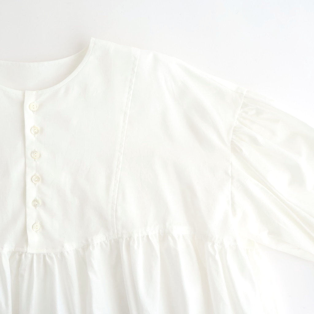 静寂の⽋⽚ Gathered half-placket blouse #white [TLF-226-SH010-la]