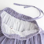 HANDWOVEN COTTON/SILK SMALL GINGHAM CHECK GATHERED SKIRT #2891 PURPLE(OFF.WHITE×PURPLE) [INMDS26026]