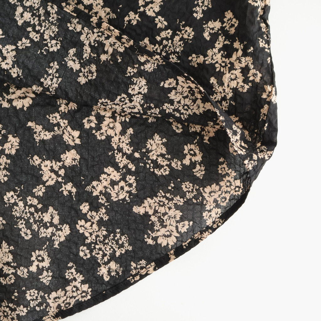 フラワープリント/ナチュラルタイプライター バンドカラーシャーリングBL #021 ウェーブフラワーモカ [PA260BL029]