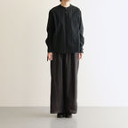 80s VOILE PLAIN WITH CUT WORK LACE EASY PANTS #9900 BLACK [INSL23224]