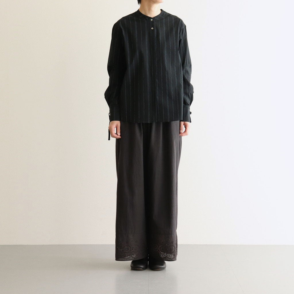 80s VOILE PLAIN WITH CUT WORK LACE EASY PANTS #9900 BLACK [INSL23224]